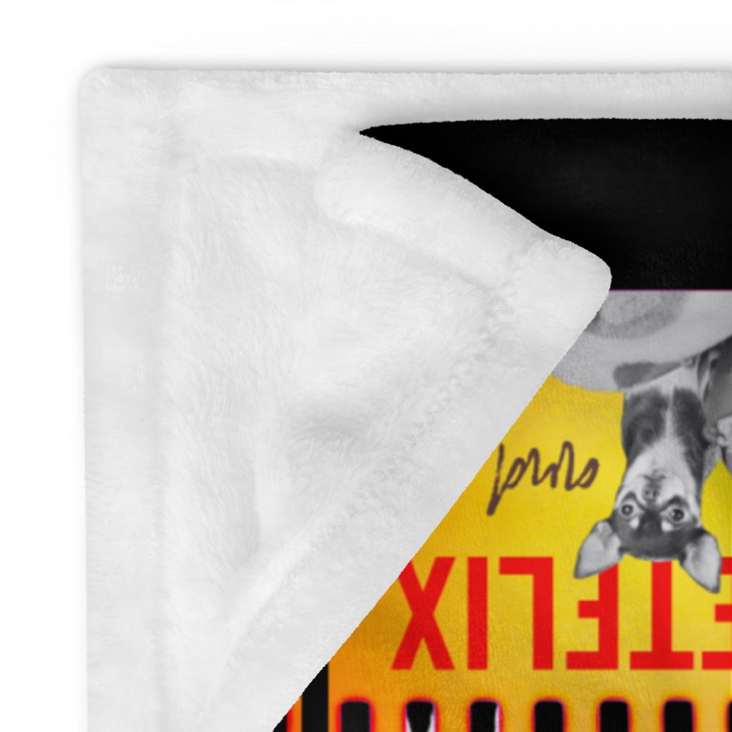 What's better than a Saturday night at home doing Netflix and Chill? Netflix and CHI! If your best Netflix and Chill sofa buddy is a little chihuahua, then this fun Netflix and Chi throw blanket is meant for you. Or a brilliant gift for chihuahua parents. This cosy and silky blanket features two "film reels" with a boy and his chihuahua pal watching a scary movie together, and the words "Netflix and Chi". The black background is scattered with popcorn, chihuahuas, 3D glasses and TV remotes.