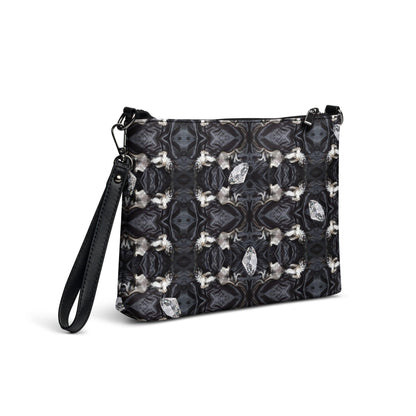 Chihuahuas and Diamonds - Black and White Art Deco Crossbody Handbag - Chimigos