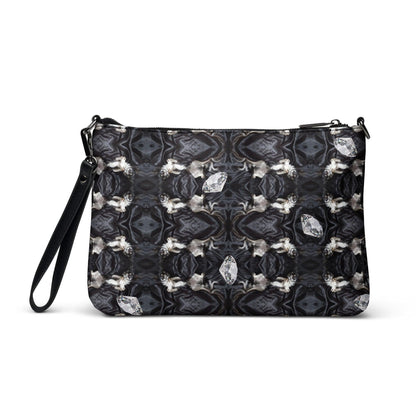 Chihuahuas and Diamonds - Black and White Art Deco Crossbody Handbag - Chimigos