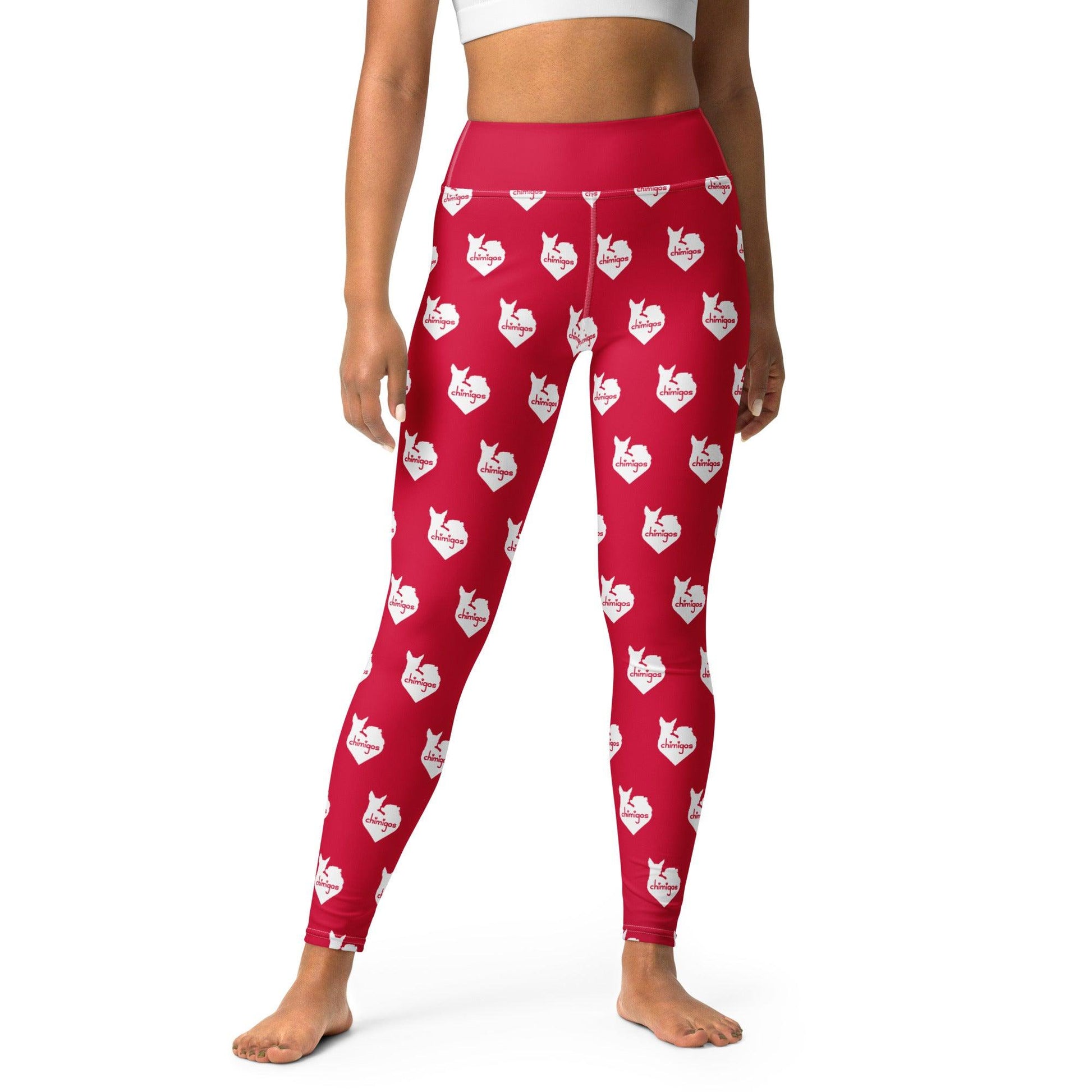 Chimigos chihuahua love heart logo print yoga leggings in cerise pink and white. Chi + Amigos = Chimigos. For the love of chihuahuas. See more at chimigos.com