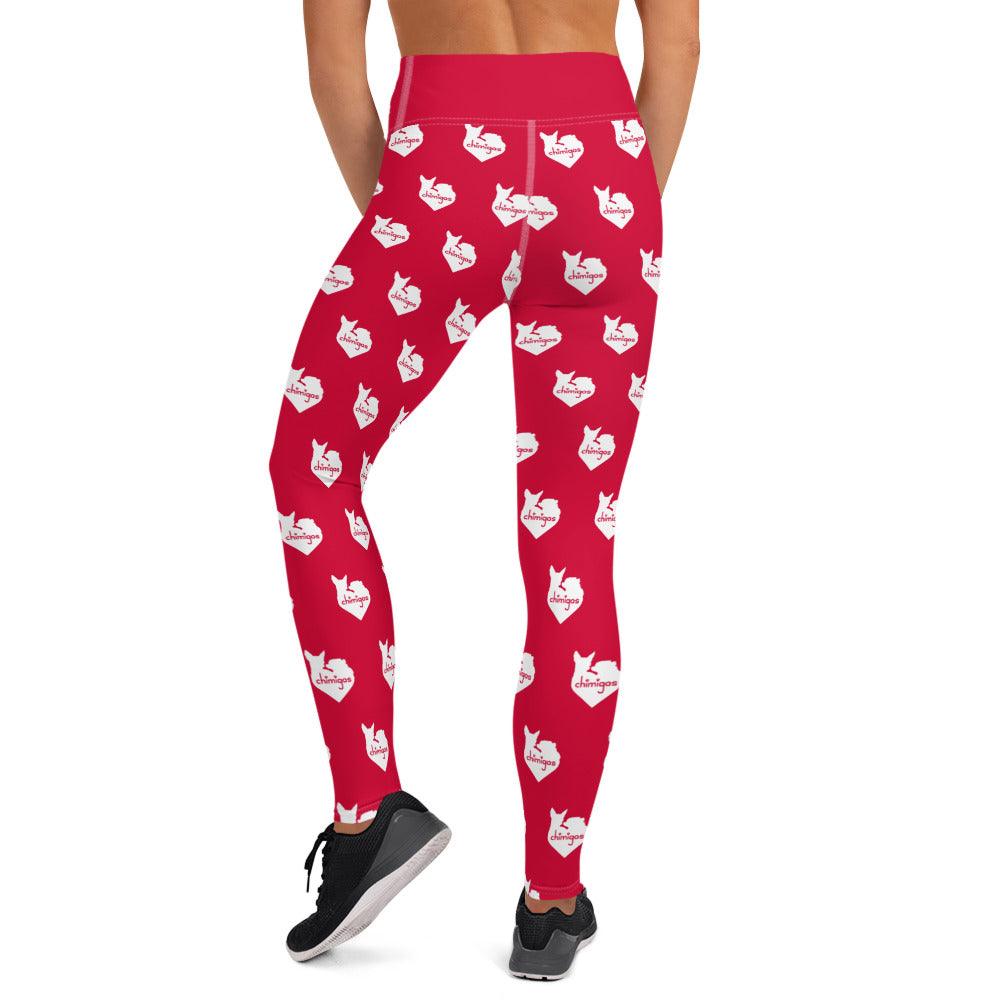 Chimigos chihuahua love heart logo print yoga leggings in cerise pink and white. Chi + Amigos = Chimigos. For the love of chihuahuas. See more at chimigos.com