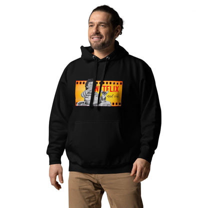 What's better than a Saturday night at home doing Netflix and Chill? Netflix and CHI! If your best Netflix and Chill sofa buddy is a little chihuahua, then this Netflix and Chi hoodie is for you. Or a brilliant gift for someone who loves chihuahuas. This cosy hoodie features a boy and his chihuahua watching a scary movie together, and the words "Netflix and Chi". White, grey or black. Unisex sizes S to 3XL for men, women and teens. Design by Renate Kriegler for Chimigos.